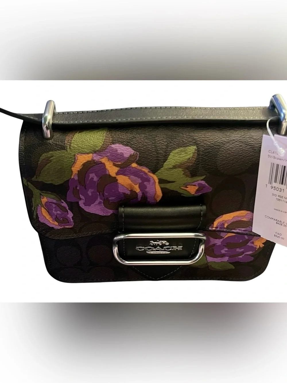 Coach Signature Rose Morgan Square Crossbody, NWT